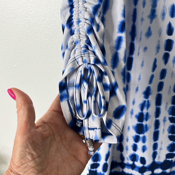 EUC Dillards Dotti Tie Dye Print V-Neck 3/4” Sleeve Cover-Up Dress, Size M. - Picture 5 of 10